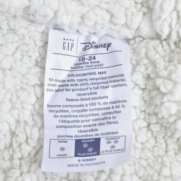 Gap Disney Minnie Mouse Reversible Sherpa ColdControl  Max Puffer Jacket 18-24M - Picture 11 of 11